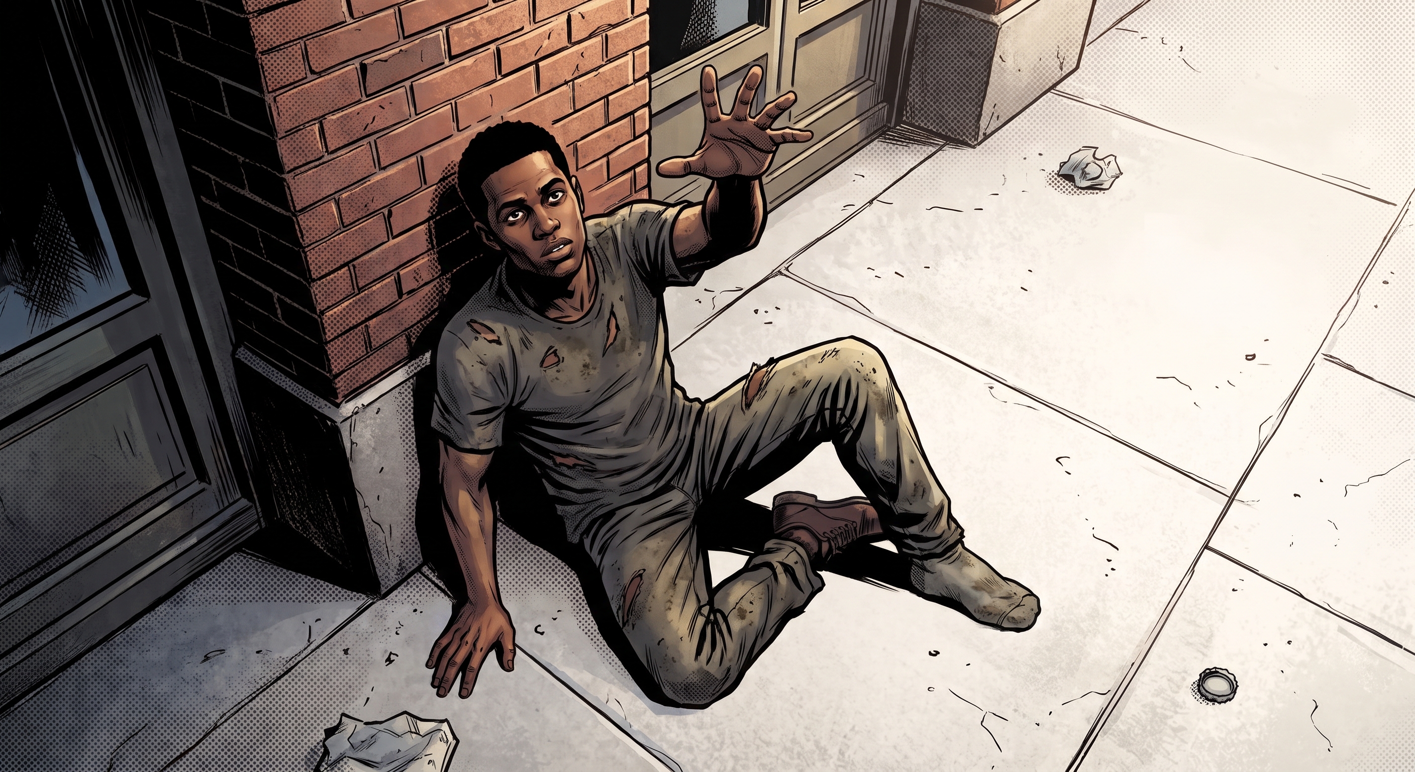 Man reaching out from the ground